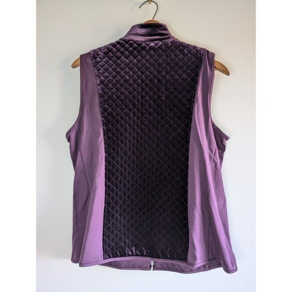 Susan‎ Graver Vest Women's Size Large Purple Velvet Quilted Full Zip Artsy - Picture 3 of 3